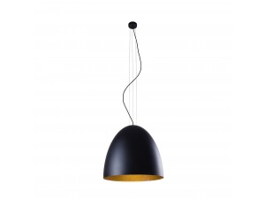 Lampa wisząca tuba nad stół- EGG L- kolor czarny/złoty, średnica 55 cm