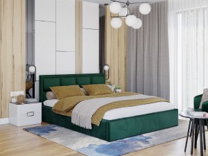 Łóżko tapicerowane OTTO  pod materac 160 x 200 z pojemnikiem na pościel.