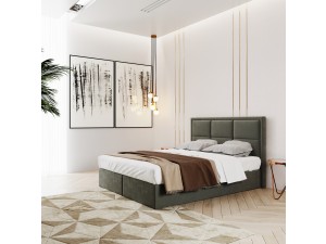 Łóżko tapicerowane ROMA pod materac 160 x 200 z pojemnikiem na pościel
